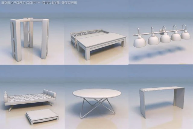 lights desk sofa couch 3D Model .c4d .max .obj .3ds .fbx .stl .blend 