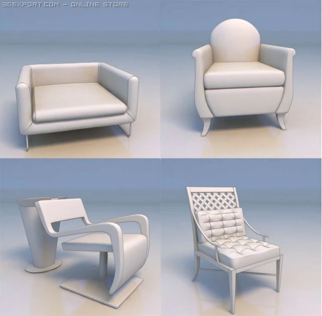 chair sofa desk 3D Model .c4d .max .obj .3ds .fbx .stl .blend 