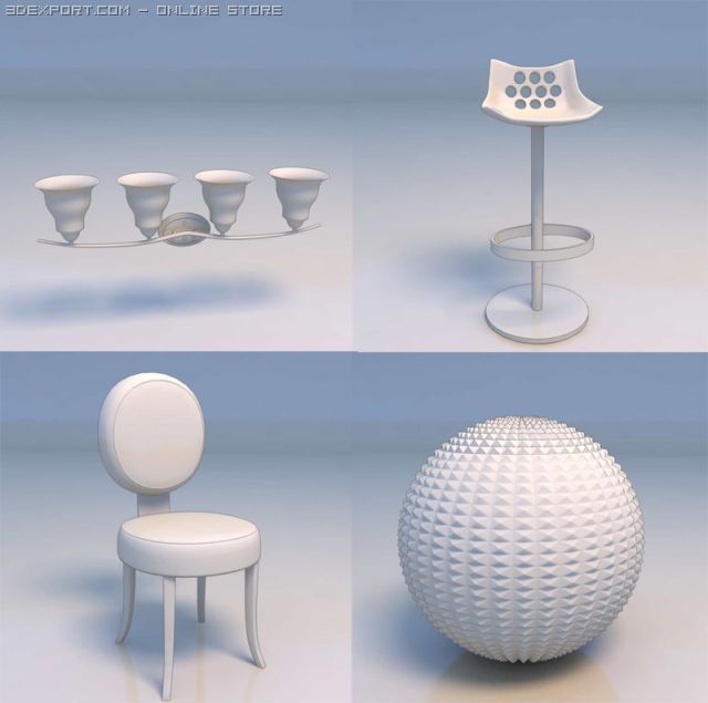 lights bar stool chair 3D Model .c4d .max .obj .3ds .fbx .stl .blend 