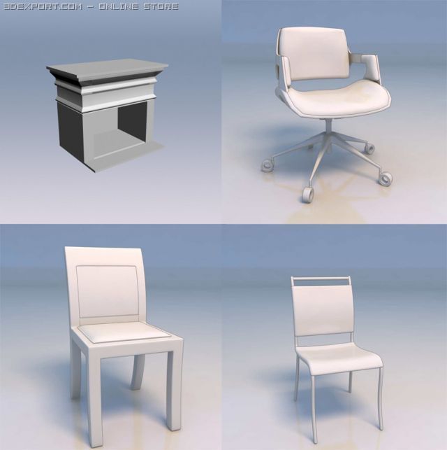 chair sofa desk 3D 모델 .c4d .max .obj .3ds .fbx .stl .blend 