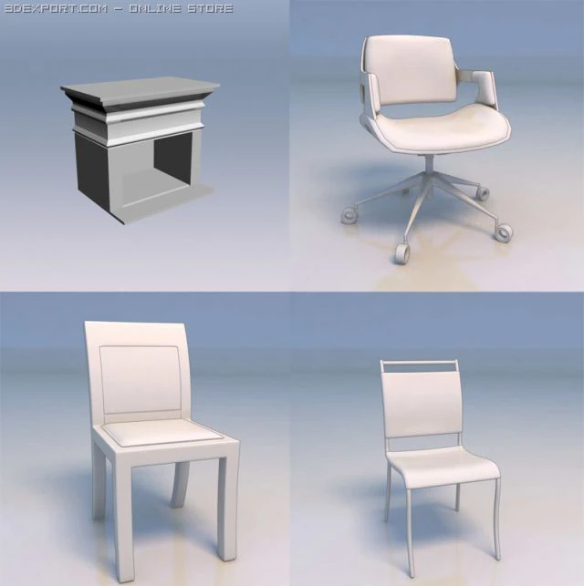 chair sofa desk 3D Model .c4d .max .obj .3ds .fbx .stl .blend 