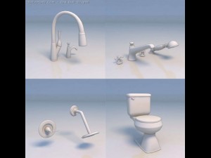 water faucet shower toilet bat 3D Model