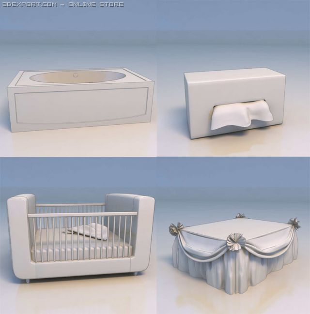 kid bed desk toilet 3Dモデル .c4d .max .obj .3ds .fbx .stl .blend 