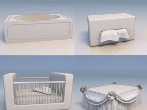 儿童床书桌厕所 3D 模型