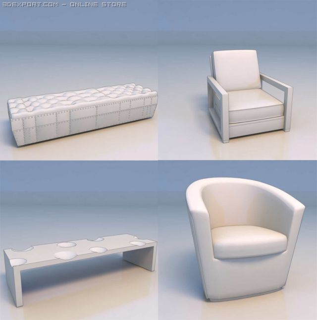 massage bed chair desk 3D 模型 .c4d .max .obj .3ds .fbx .stl .blend