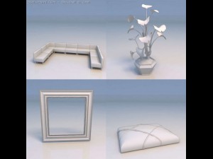 sofa art frame couch flower Modelo 3D