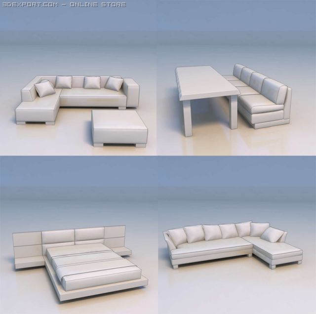sofa bed desk Modelo 3D .c4d .max .obj .3ds .fbx .stl .blend 