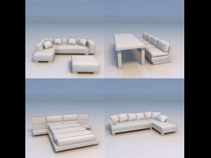 sofa bed desk 3D Модель
