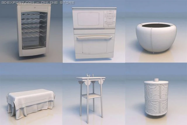 oven bed shelf accessories 3D Model .c4d .max .obj .3ds .fbx .stl .blend 