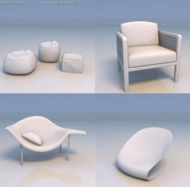 couch chair desk 3D Model .c4d .max .obj .3ds .fbx .stl .blend 