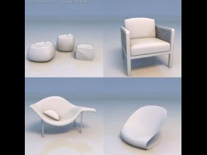 диван крісло стіл 3D Модель