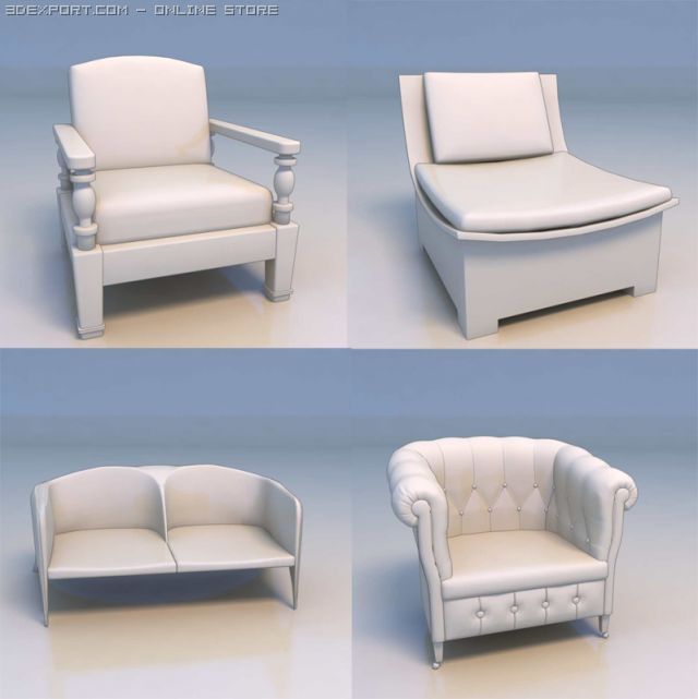 chair sofa couch Model 3D .c4d .max .obj .3ds .fbx .stl .blend