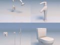 shower faucet toilet bathroom Model 3D
