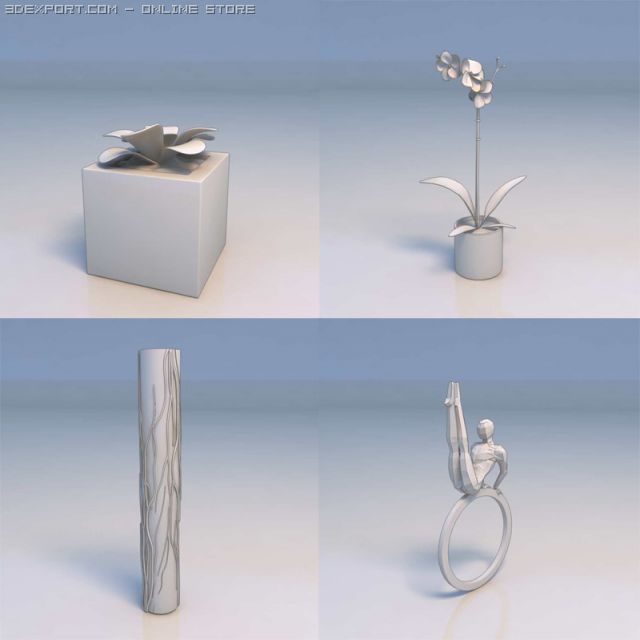flowers accessories art Modelo 3D .c4d .max .obj .3ds .fbx .stl .blend 