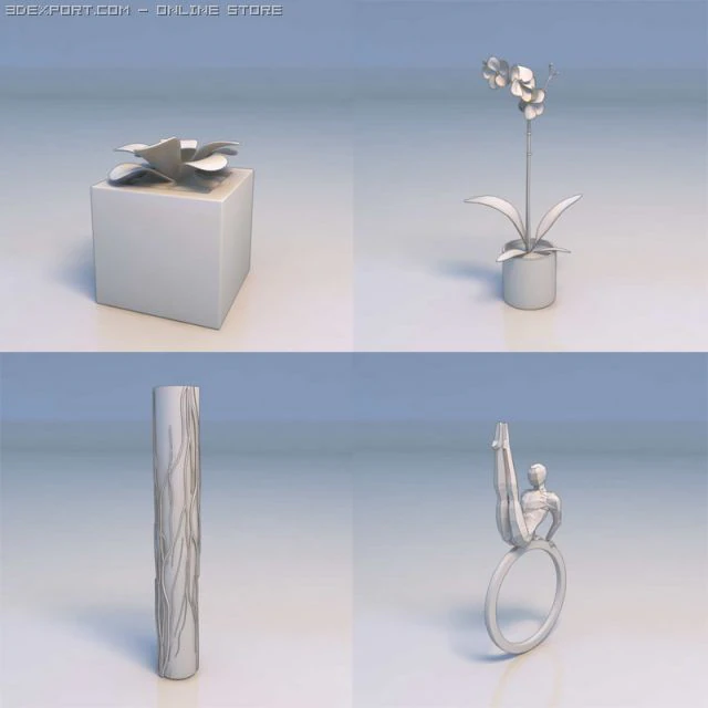 flowers accessories art 3D Model .c4d .max .obj .3ds .fbx .stl .blend
