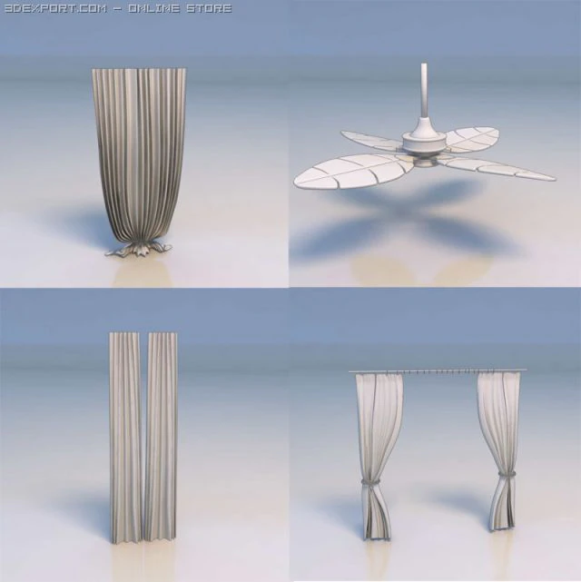 curtain fan 3D Model .c4d .max .obj .3ds .fbx .stl .blend 