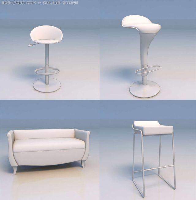 bar stool chair sofa 3D-Modell .c4d .max .obj .3ds .fbx .stl .blend 