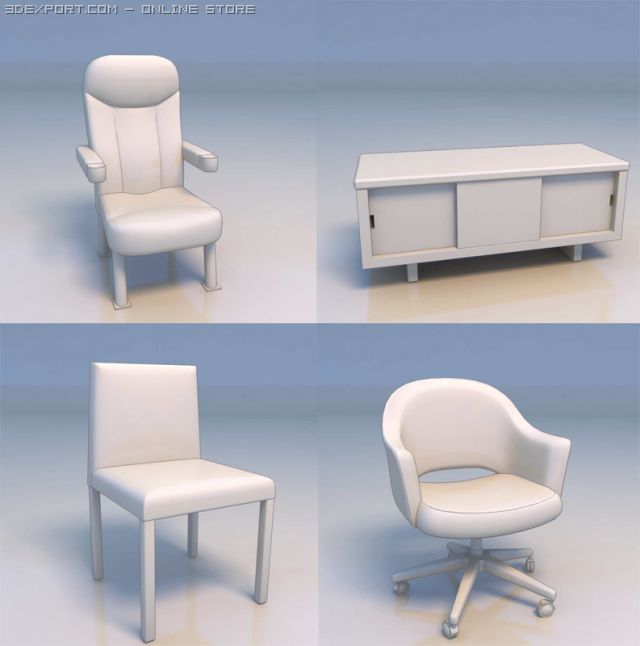 table chair desk 3D Модель .c4d .max .obj .3ds .fbx .stl .blend 