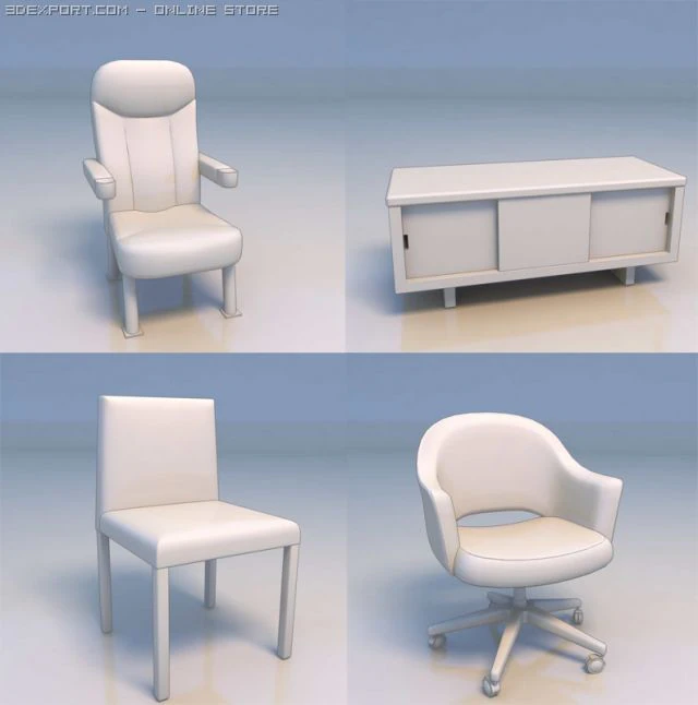 table chair desk 3D Model .c4d .max .obj .3ds .fbx .stl .blend 
