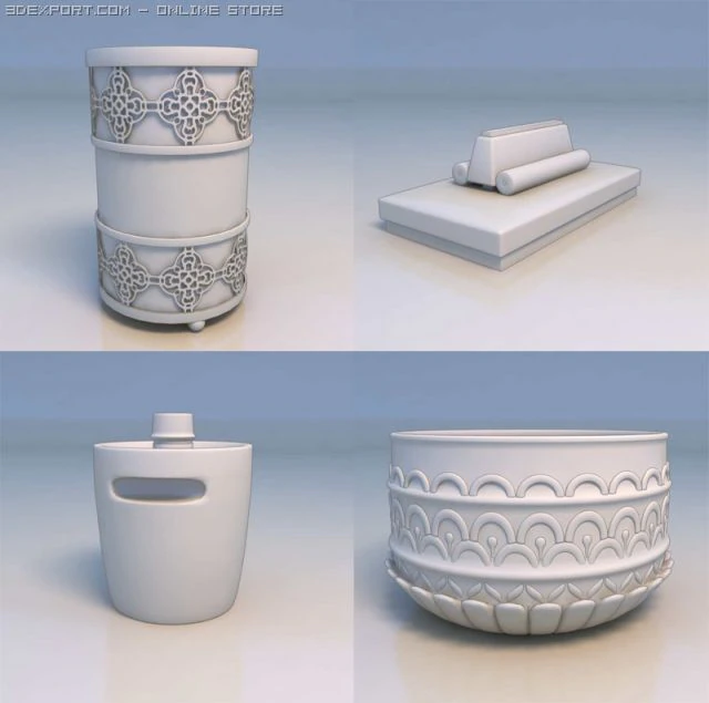 couch wastebasket accessories 3D Model .c4d .max .obj .3ds .fbx .stl .blend 
