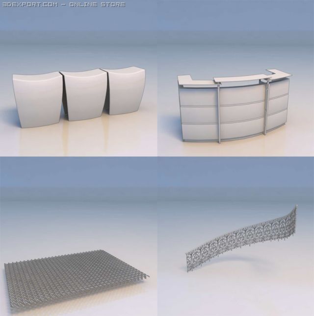 rail screen couch table 3D Модель .c4d .max .obj .3ds .fbx .stl .blend 