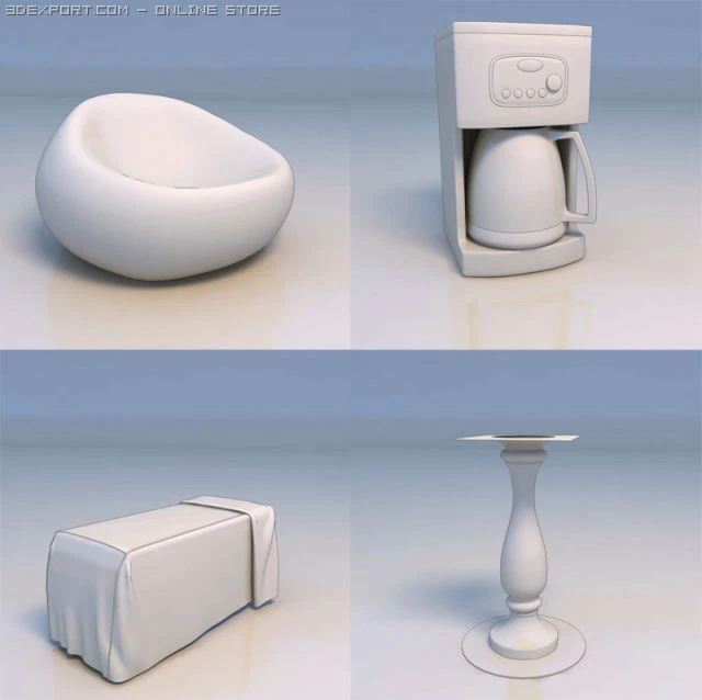 couch coffee candleholder 3D Model .c4d .max .obj .3ds .fbx .stl .blend 