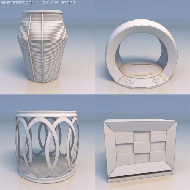 flower pot accessories 3D Model .c4d .max .obj .3ds .fbx .stl .blend 