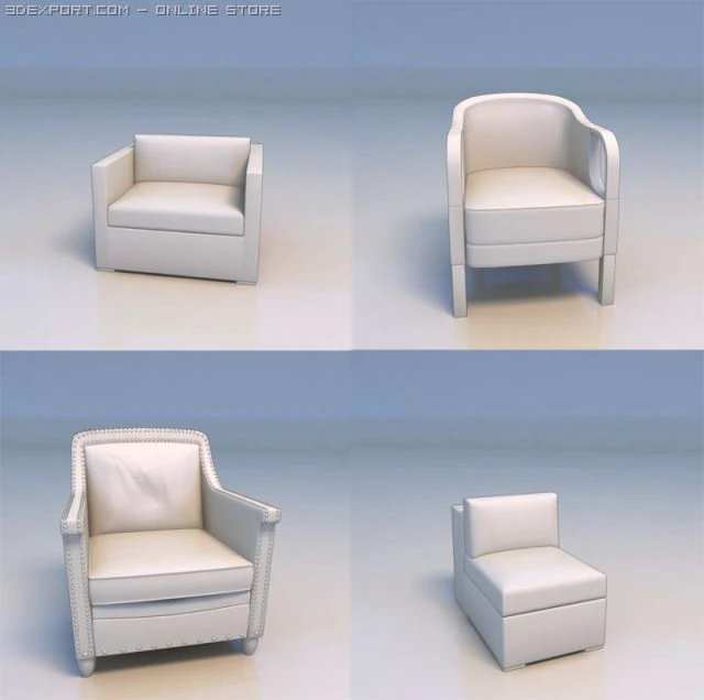 sofa chair 3D Model .c4d .max .obj .3ds .fbx .stl .blend 