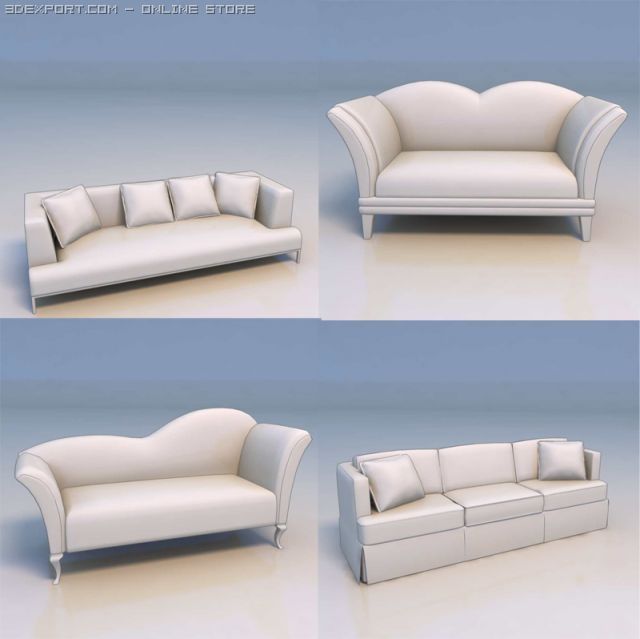 4 sofas 3D Modell .c4d .max .obj .3ds .fbx .stl .blend 