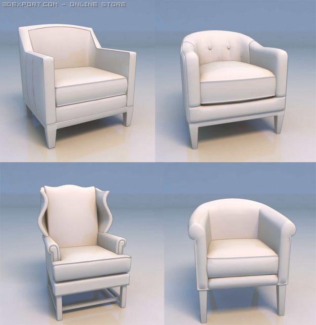 sofa chair 3D Модель .c4d .max .obj .3ds .fbx .stl .blend 