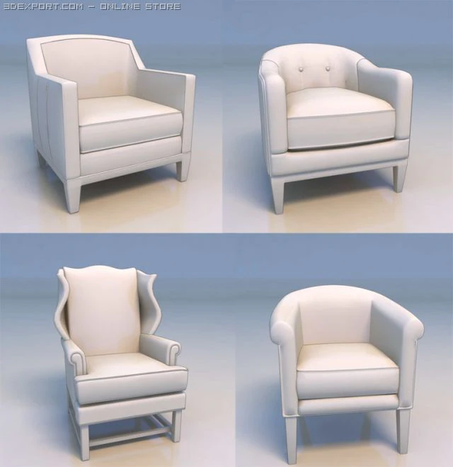 sofa chair 3D Model .c4d .max .obj .3ds .fbx .stl .blend 