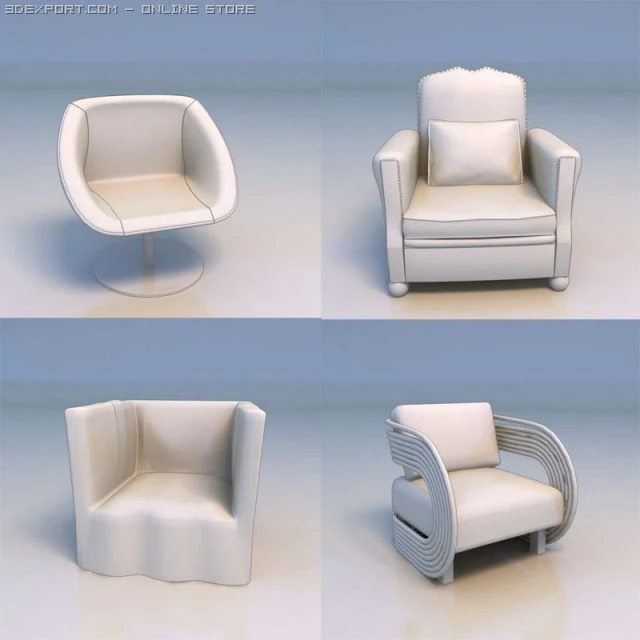 chair sofa 3D Model .c4d .max .obj .3ds .fbx .stl .blend 