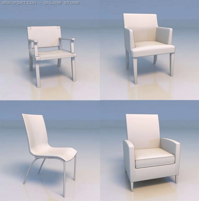 chair sofa desk 3D Model .c4d .max .obj .3ds .fbx .stl .blend 