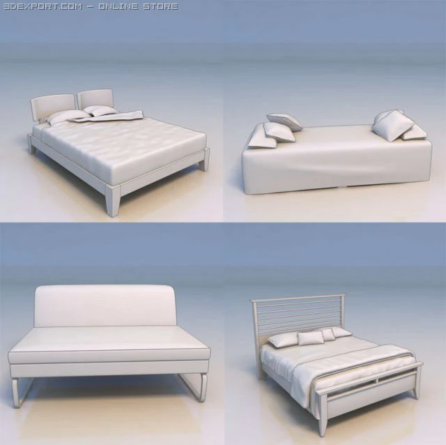 Betten 3D Modell .c4d .max .obj .3ds .fbx .stl .blend 