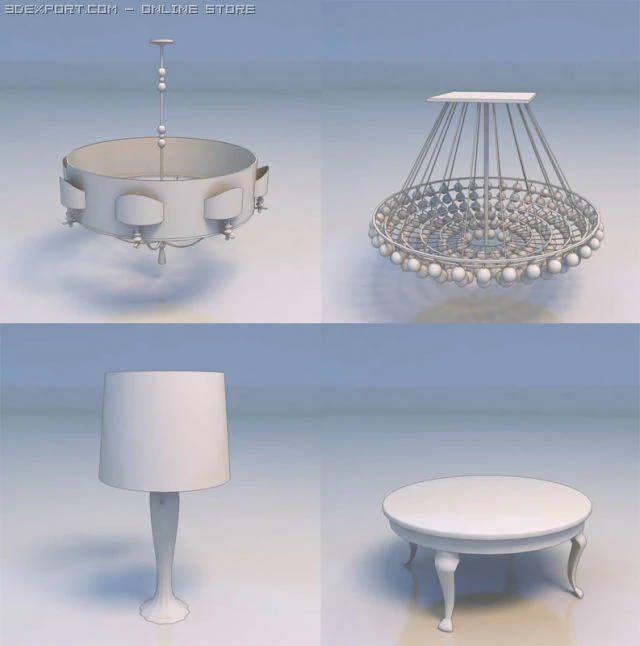 lights table round table 3D Model .c4d .max .obj .3ds .fbx .stl .blend