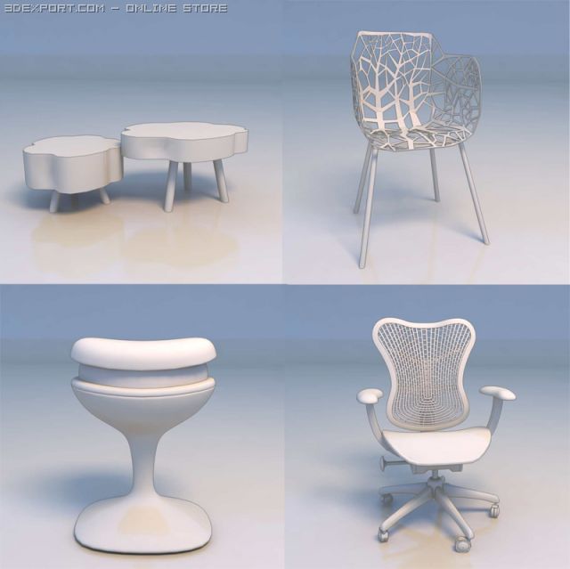 chair table barstool 3D 模型 .c4d .max .obj .3ds .fbx .stl .blend 