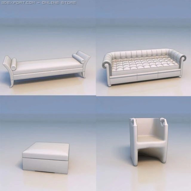 couch sofa bed  chair lounge 3D Model .c4d .max .obj .3ds .fbx .stl .blend 