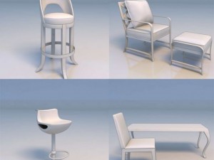 barstool chair table desk 3D Model