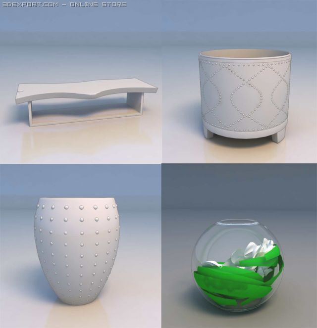 lounge chair pot art 3D Model .c4d .max .obj .3ds .fbx .stl .blend 