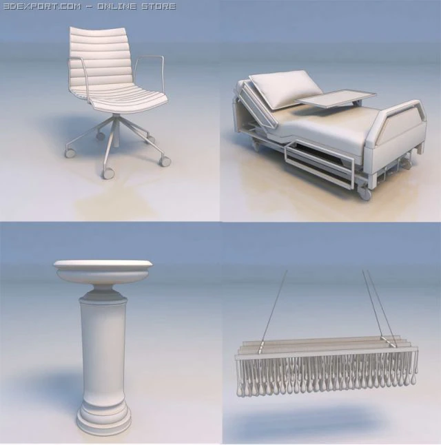 chair bed accessories 3D Model .c4d .max .obj .3ds .fbx .stl .blend 
