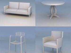 sofa chair round table 3D Model