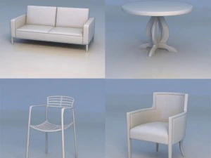 Sofastuhl runder Tisch 3D Modell