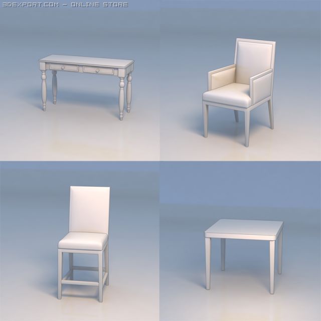 chair table desk 3D मॉडल .c4d .max .obj .3ds .fbx .stl .blend 