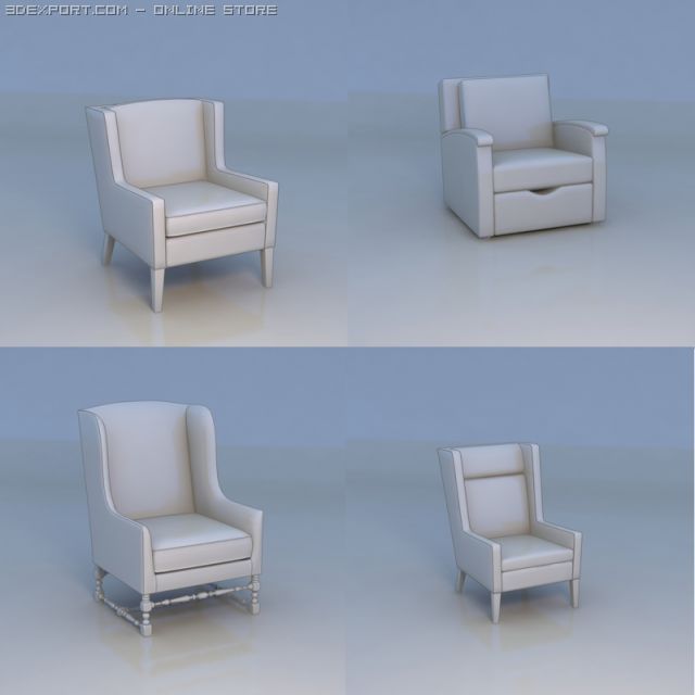 chair couch Model 3D .c4d .max .obj .3ds .fbx .stl .blend 
