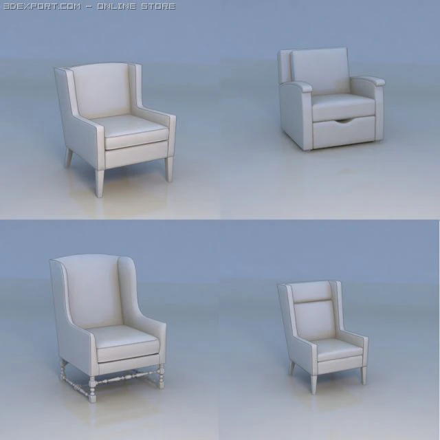 chair couch 3D Model .c4d .max .obj .3ds .fbx .stl .blend 