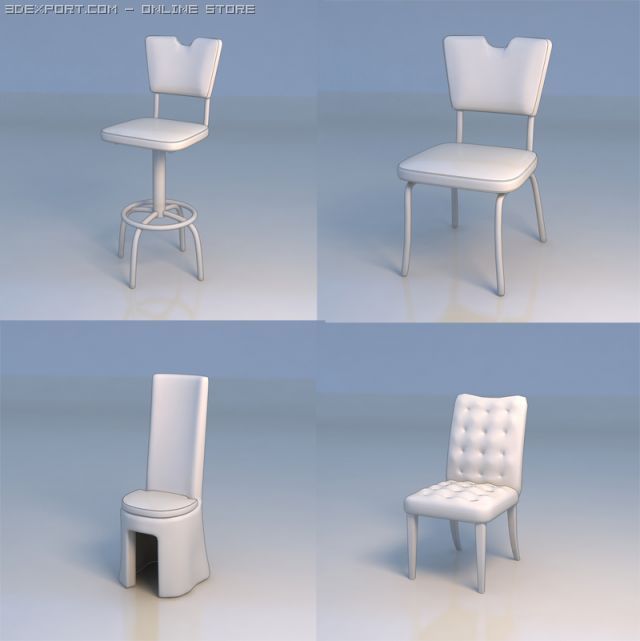 chair couch bar stool 3D 模型 .c4d .max .obj .3ds .fbx .stl .blend 