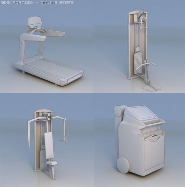 fitness equipment gym Modelo 3D .c4d .max .obj .3ds .fbx .stl .blend 