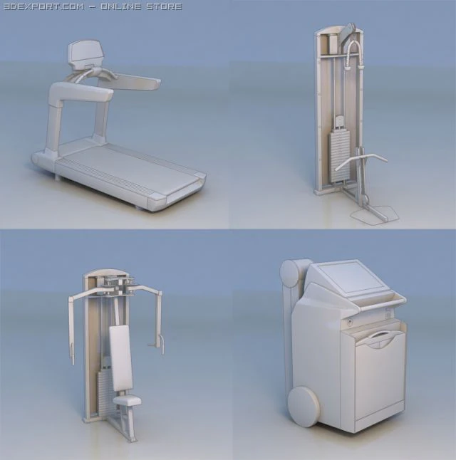 fitness equipment gym 3D Model .c4d .max .obj .3ds .fbx .stl .blend