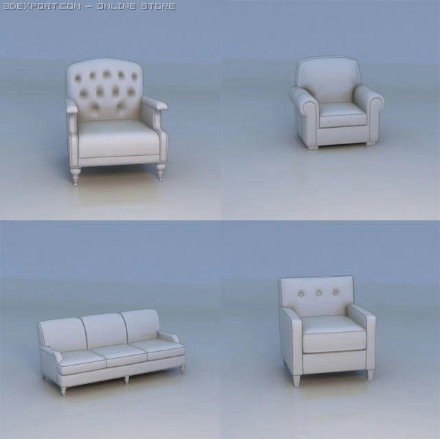 sofa couch chair 3D Model .c4d .max .obj .3ds .fbx .stl .blend 