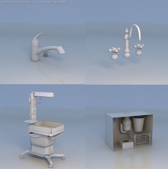 medical equipment faucet 3D Model .c4d .max .obj .3ds .fbx .stl .blend 
